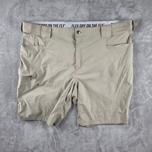 Duluth Dry On The Fly Shorts Mens 46 Khaki Tan Standard Fit Flex Cargo Quick Dry